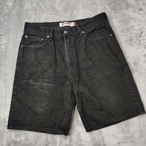 VTG Levis Jorts Mens 34 Black 550 Relaxed Fit Jean Shorts Red Tab Work Wear